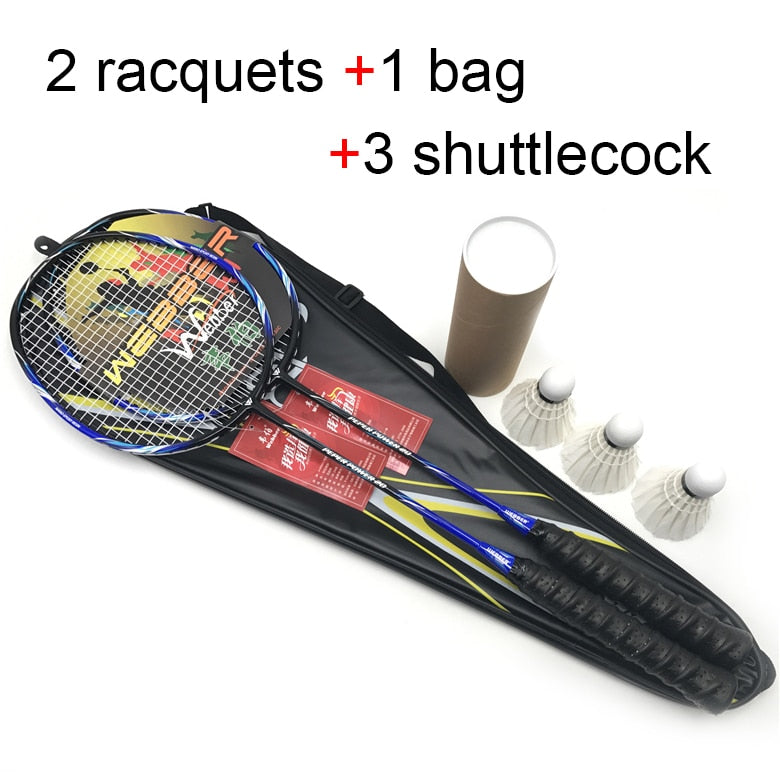Professional Carbon Fiber Badminton Racket Set including 3 shuttles & backpack